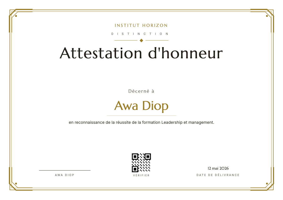 Aperçu du modèle Attestation — Filets — attestation