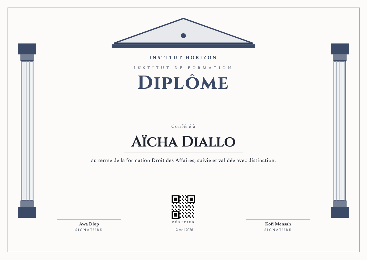 Aperçu du modèle Diplôme — Colonnade — diplôme