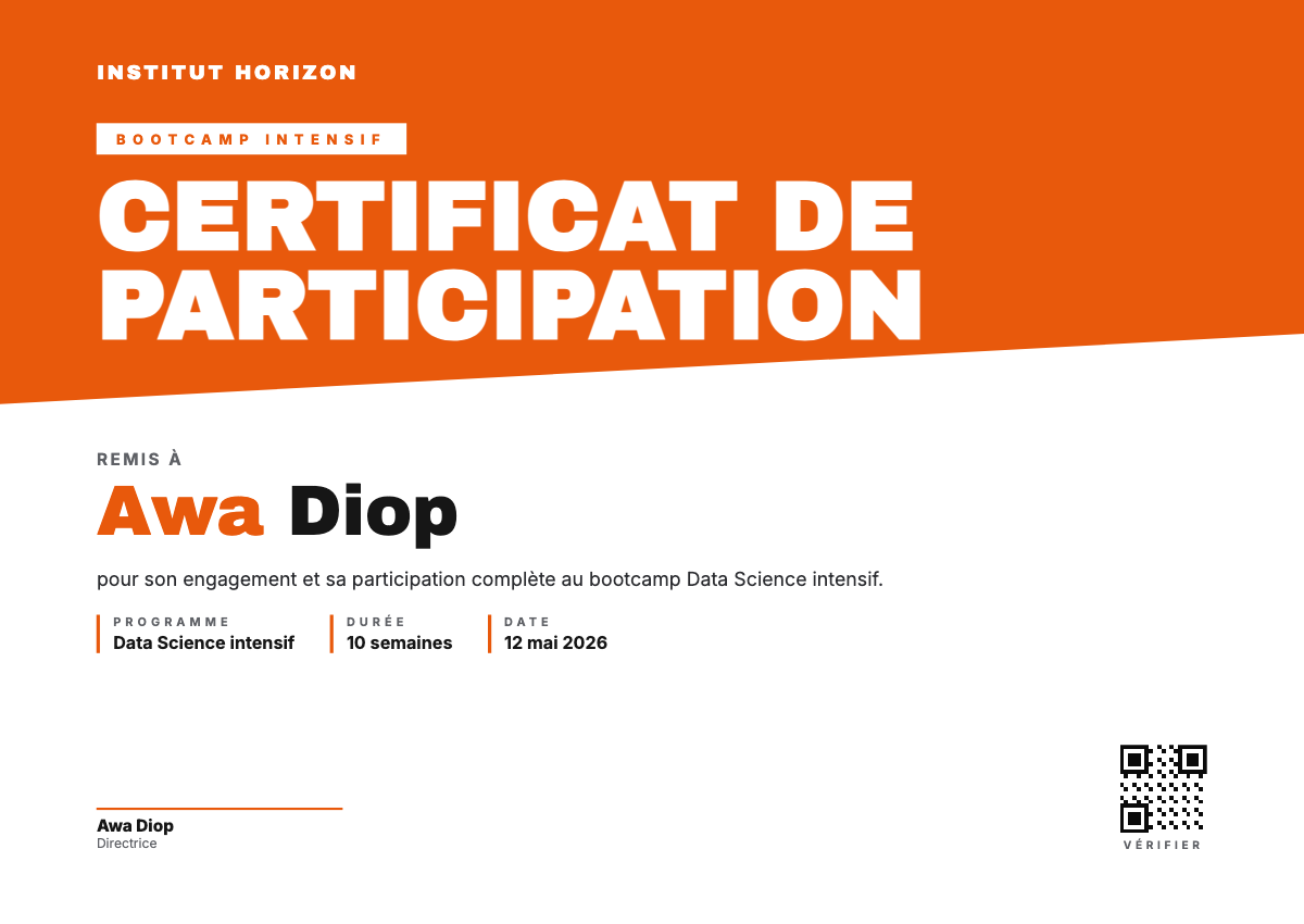 Aperçu du modèle Participation — Bootcamp — participation